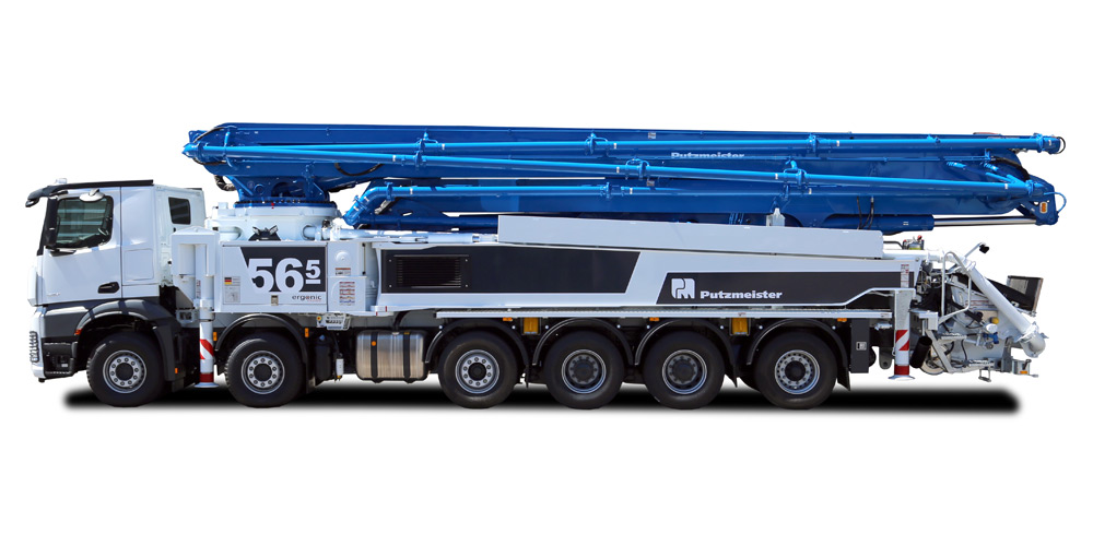 Individual painting of a Putzmeister truck-mounted concrete pump - australian customer